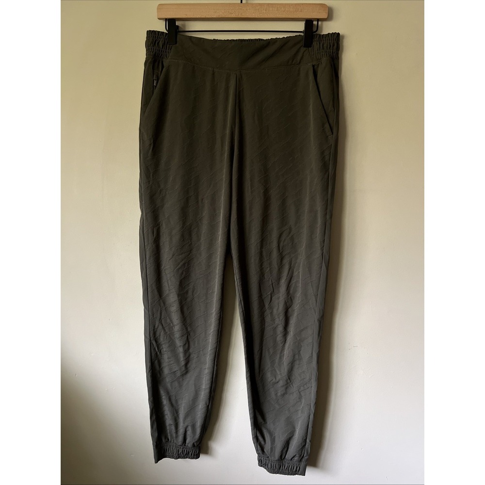 Athleta Size 12 Textured Brooklyn Jogger Pants Olive Green Tiger Casual Comfy